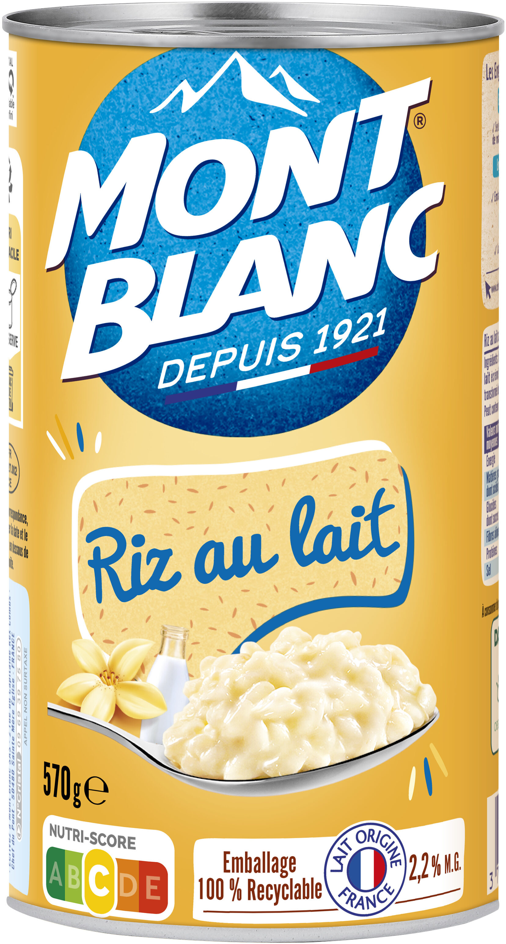 MONT BLANC Crème dessert Boîte Riz au lait Vanille 570g - Product - fr