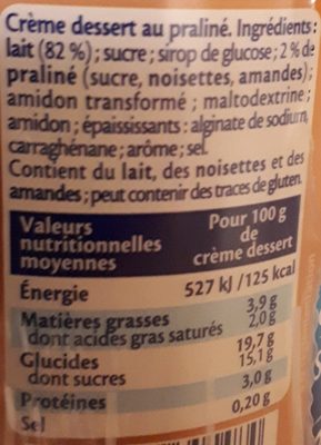 MONT BLANC Crème dessert Boîte Praliné 3x570g Lot Familial - Ingrédients