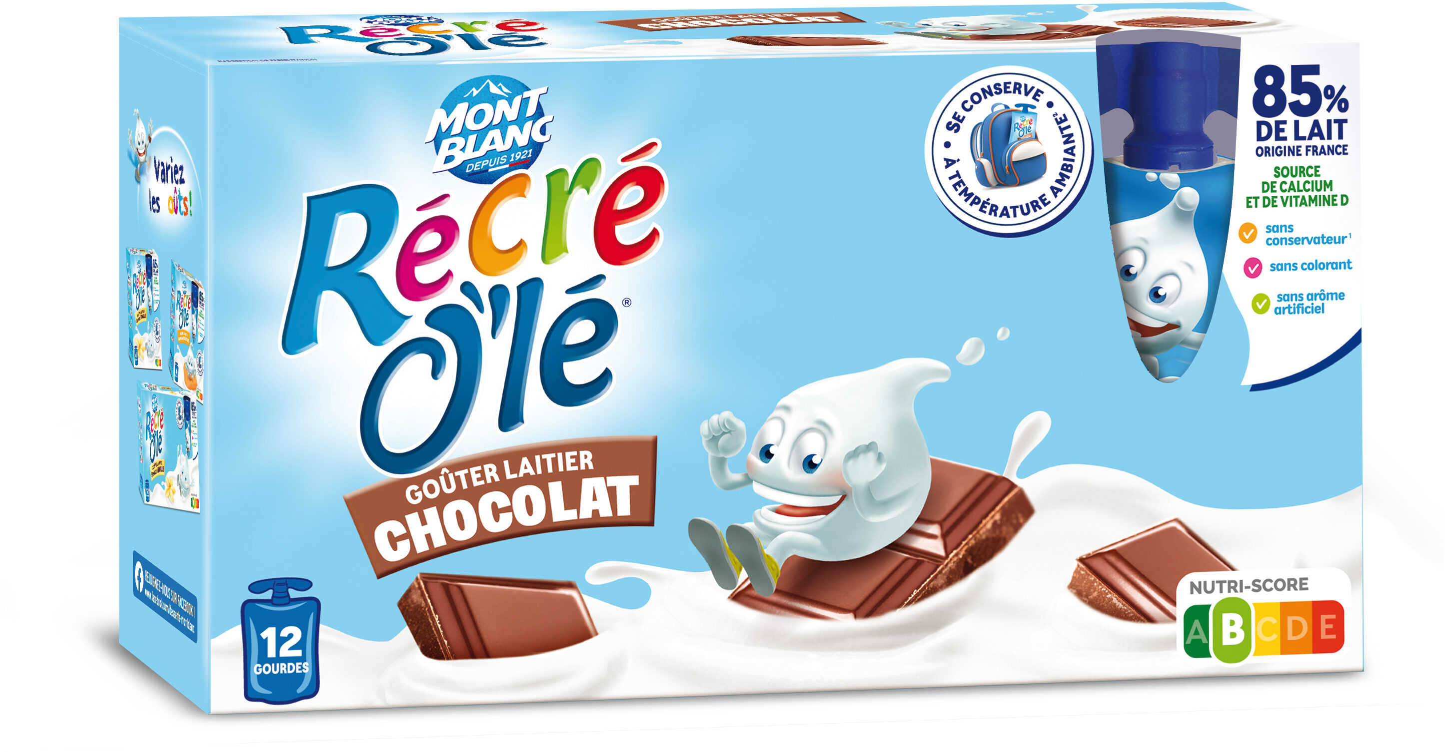 RÉCRÉ O'LÉ Goûter laitier Gourdes Chocolat 12x85g - Produkt - fr
