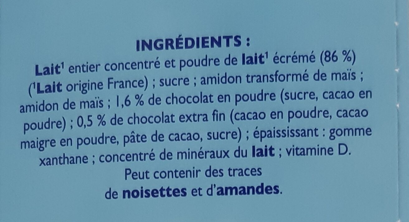 RÉCRÉ O'LÉ Goûter laitier Gourdes Chocolat 12x85g - Zutaten - fr