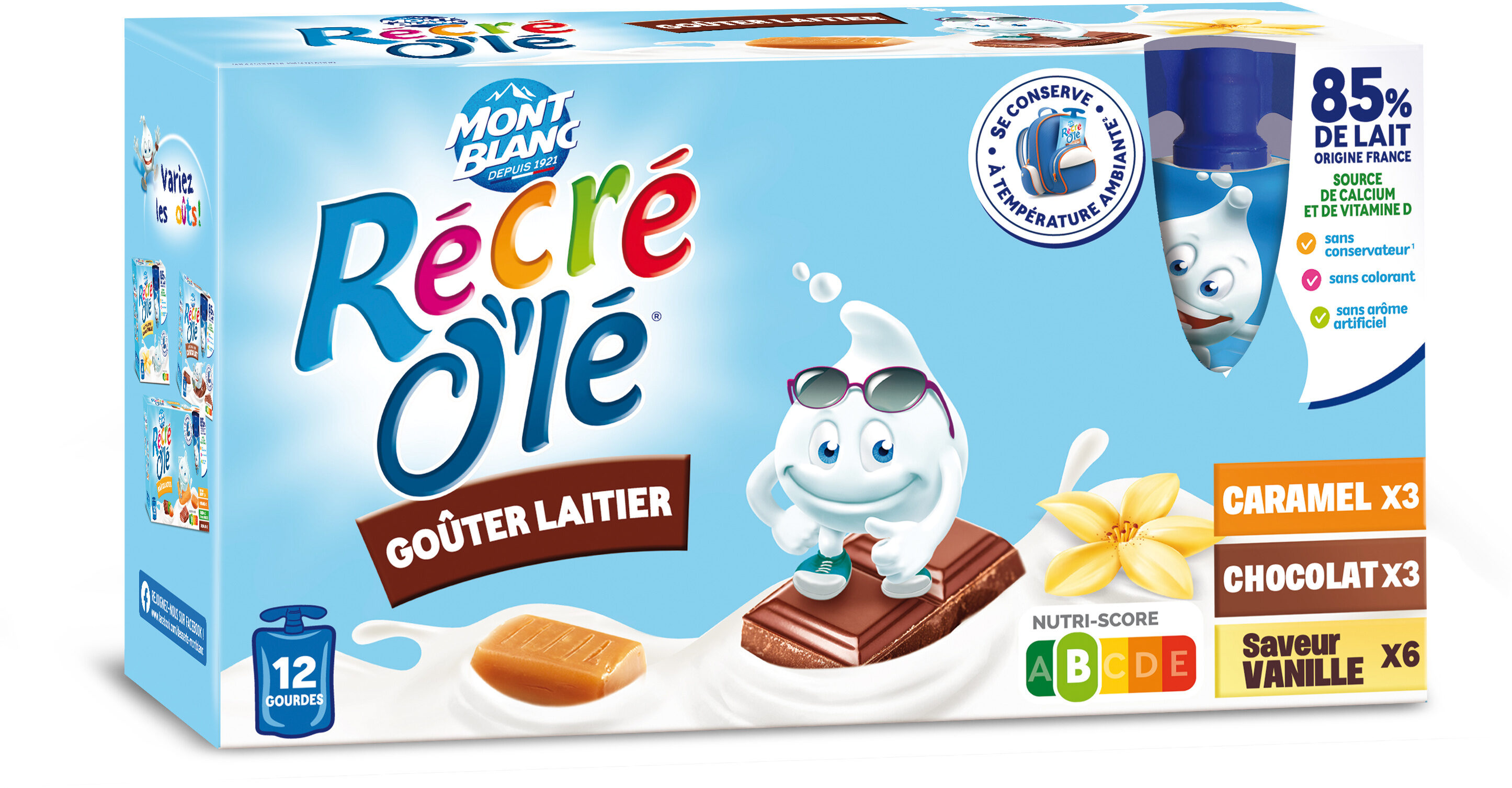 Goûter laitier Choco,  Vanille, Caramel 12x85g - نتاج - fr
