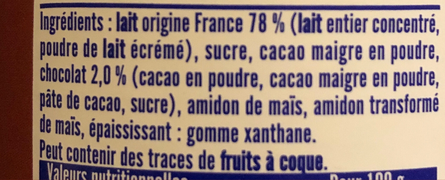 MONT BLANC Chocolat - المكونات - fr