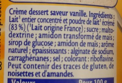 MONT BLANC Crème dessert Boîte Saveur Vanille 4x570g Lot Familial - المكونات - fr