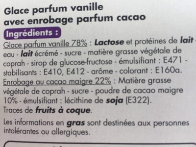 Bâtonnets glacés - 8 parfum vanille 8 parfum chocolat - Ingredients - fr