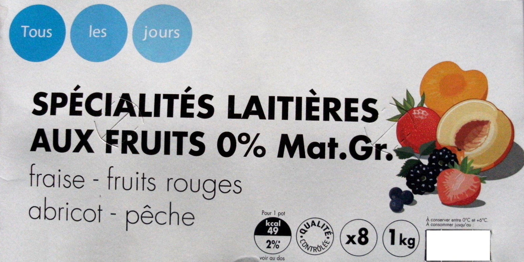 Spécialités laitières aux fruits (0 % MG) Fraise, Fruits rouges, Abricot, Pêche (x 8) - Product - fr