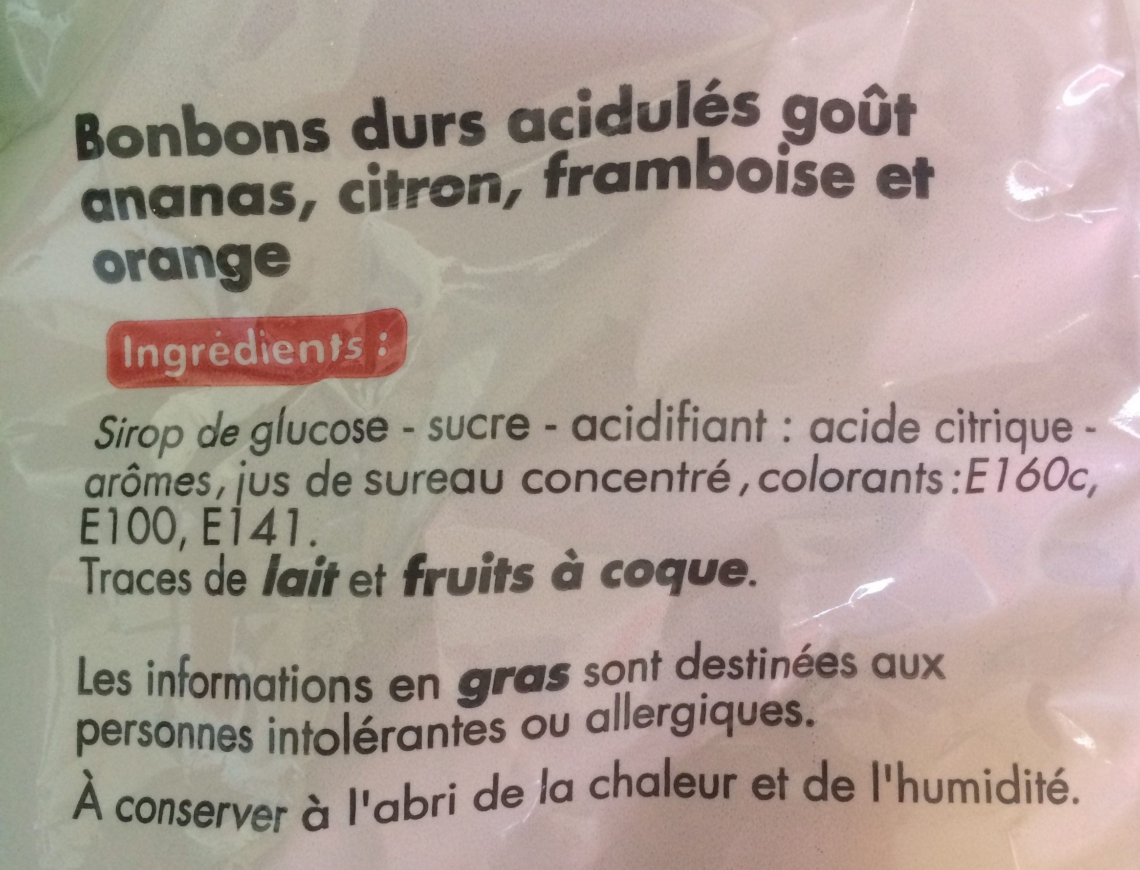 Bonbons durs acidulés - المكونات - fr