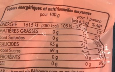 Bonbons durs acidulés - حقائق غذائية - fr