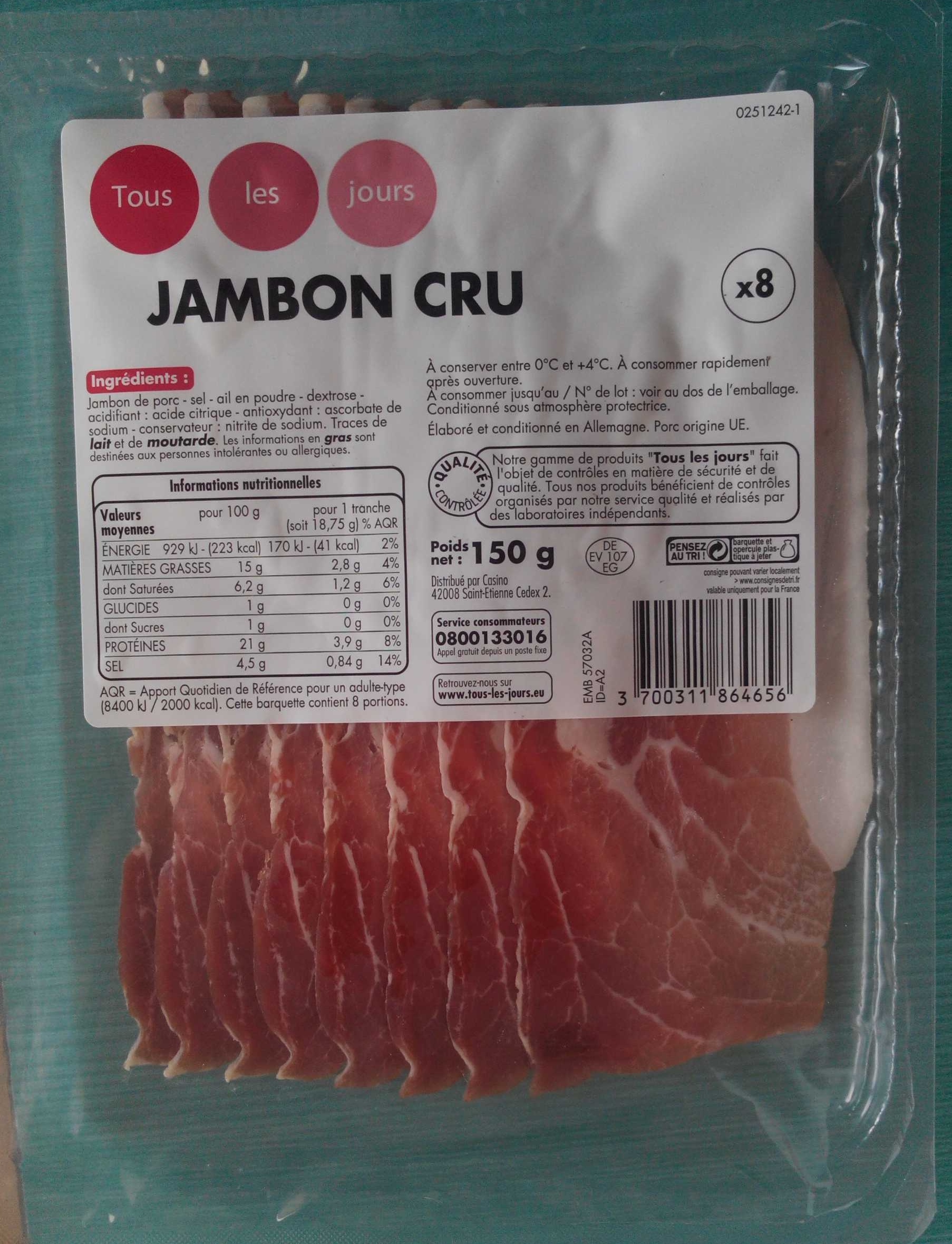 Jambon cru 8 tranches - Product - fr