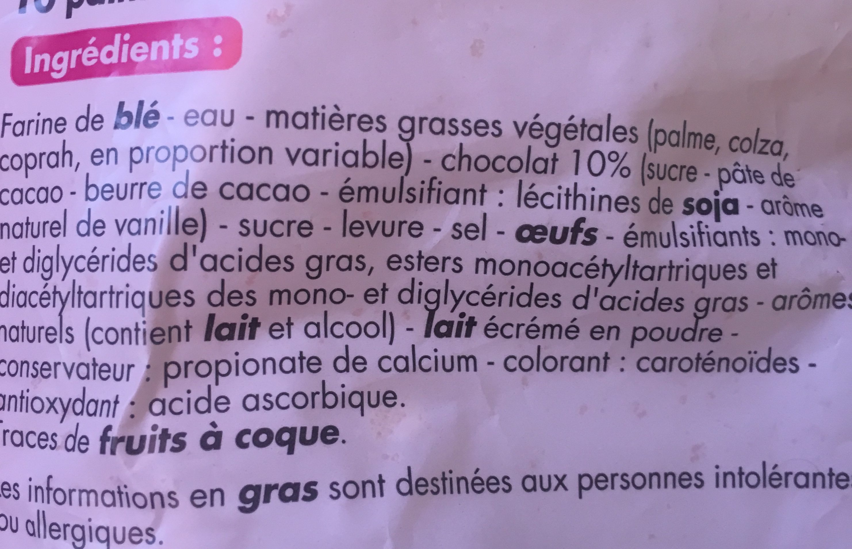 Pains au chocolat x10 - المكونات - fr