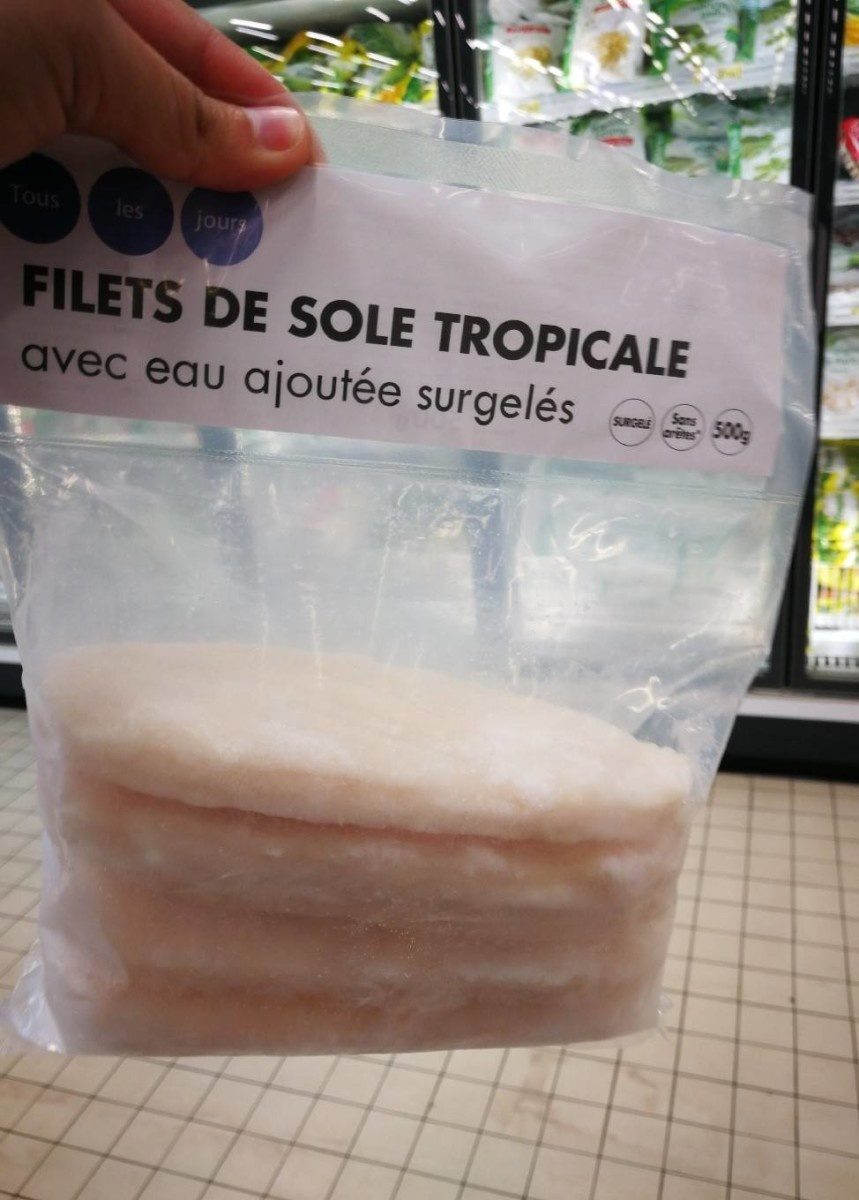 Filets de sole tropicale avec eau ajoutée surgelés sachet + rider - Product - fr