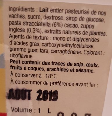 Glace Stracciatella - Ingredients - fr