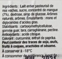 Glace Mangue - Ingredients - fr