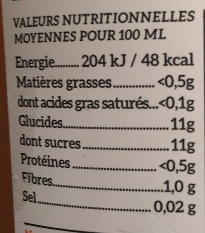 Nectar de Pêche - Valori nutrizionali - fr