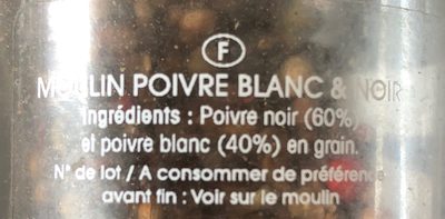 Moulin long Poivre noir et blanc - Ingredients - fr