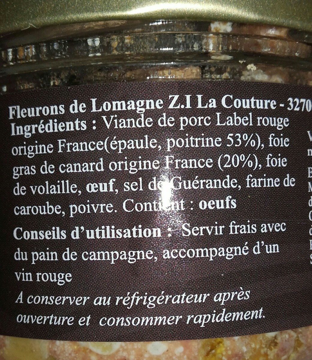 L'authentique pâté de lomagne - Ingredients - fr