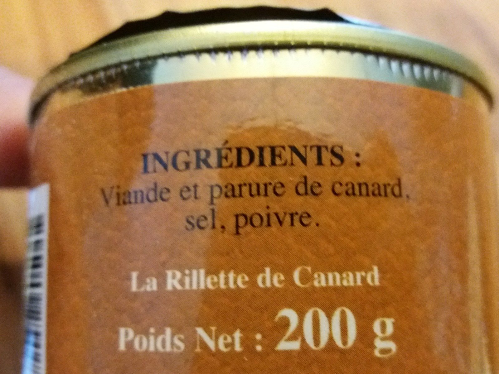 La Rillette de  Canard - Ingredients - fr