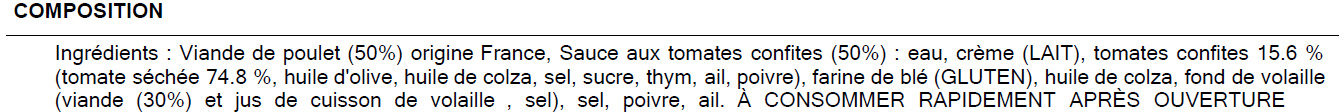 Poulet aux tomates confites - Ingredients - fr
