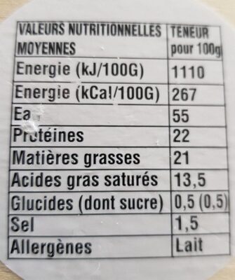 Camembert de Normandie Gavray - Voedingswaarden - fr