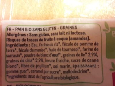 Pain Aux Graines Sans Gluten 420G - Ingrédients