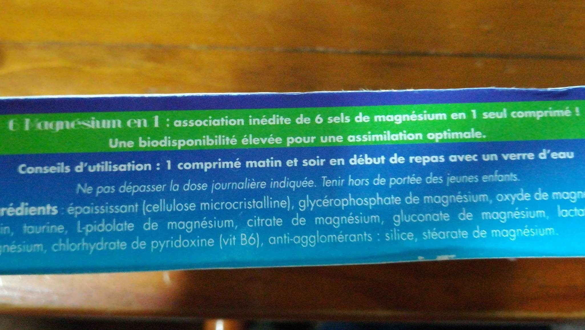 6 Magnésium En 1 - 60 Comprimés - MBE - Voedingswaarden - fr