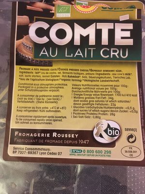 Comté AOP râpé au lait cru - Ingredients - fr
