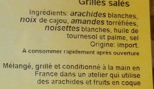 Mélange Fruits Secs, Grillés, Salés - Ingredients - fr