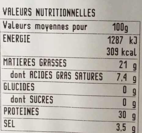 Chiffonnade de jambon iberico - Nutrition facts - fr