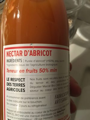 Nectar D'abricot Bio - Ingrédients