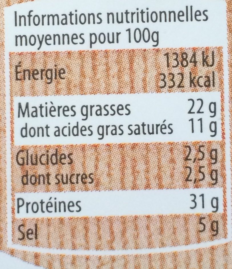 Le pave d'antoinette au piment d'Espelette - Nutrition facts - fr