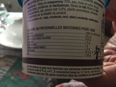 Rillettes de Maquereau Poivre Noir 140g - Tableau nutritionnel