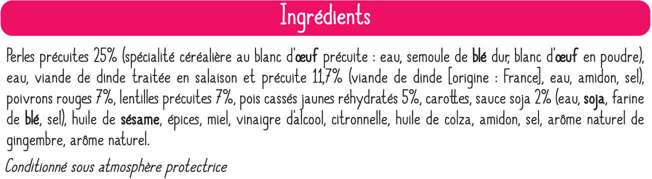Salade de perles et lentilles a la dinde - Ingredients - fr