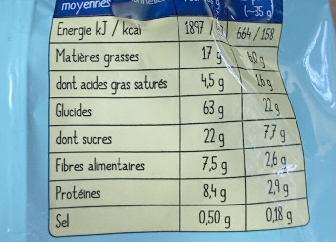 Muesli croustillant au chocolat - Nutrition facts - fr