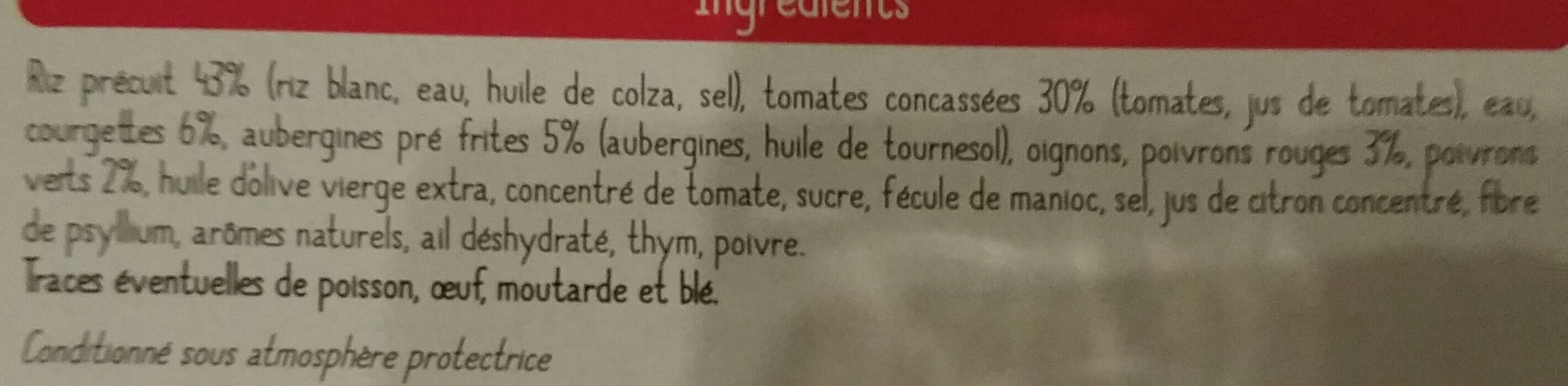 Petits legumes sauce provençale et riz - Ingrédients