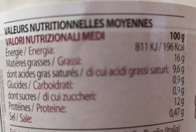 Burrata olive nere - Tableau nutritionnel - en