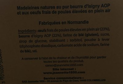 Madeleines Nature - Ingredients - fr