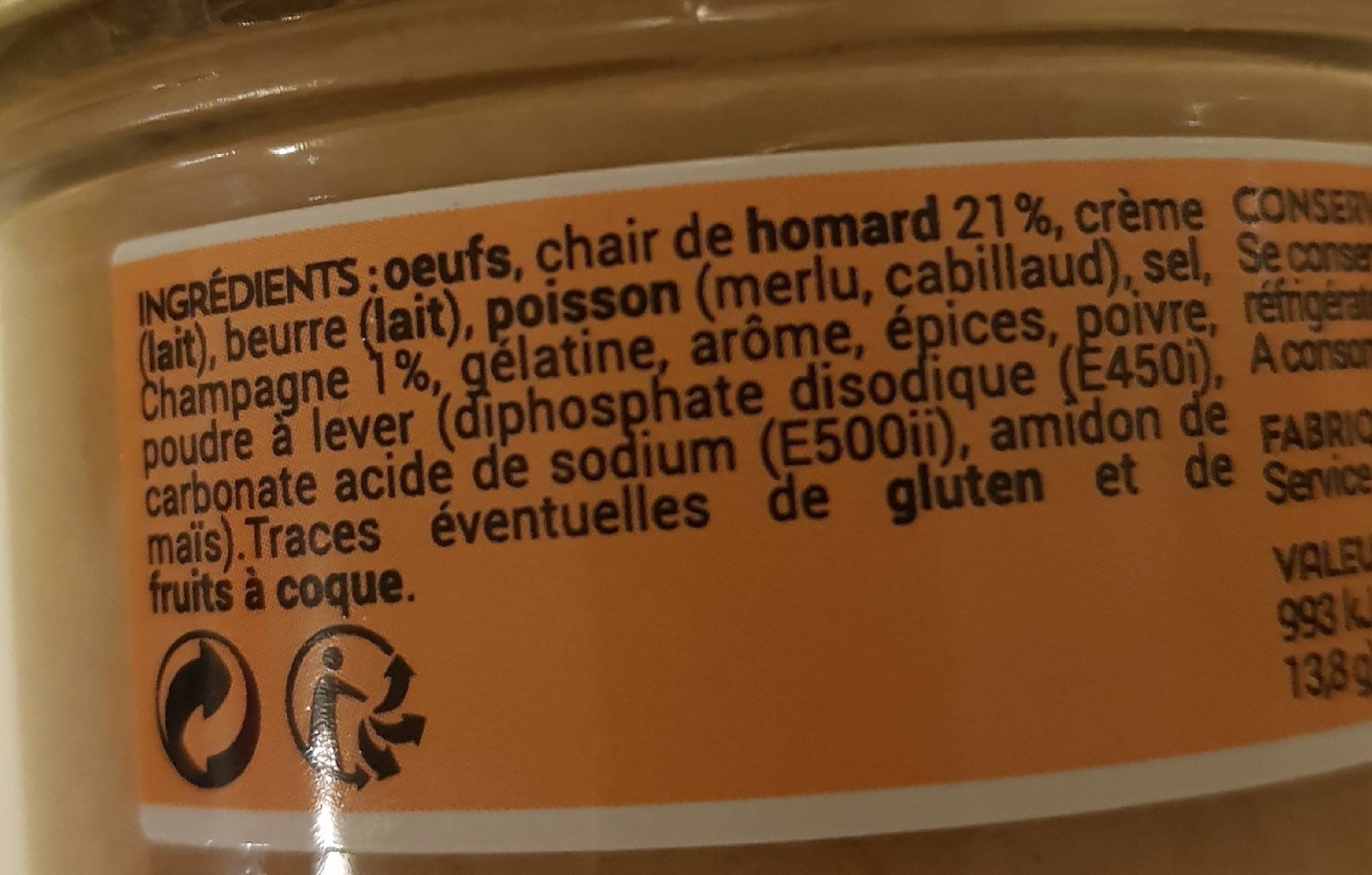 Soufflé au Homard - Ingredientes - fr