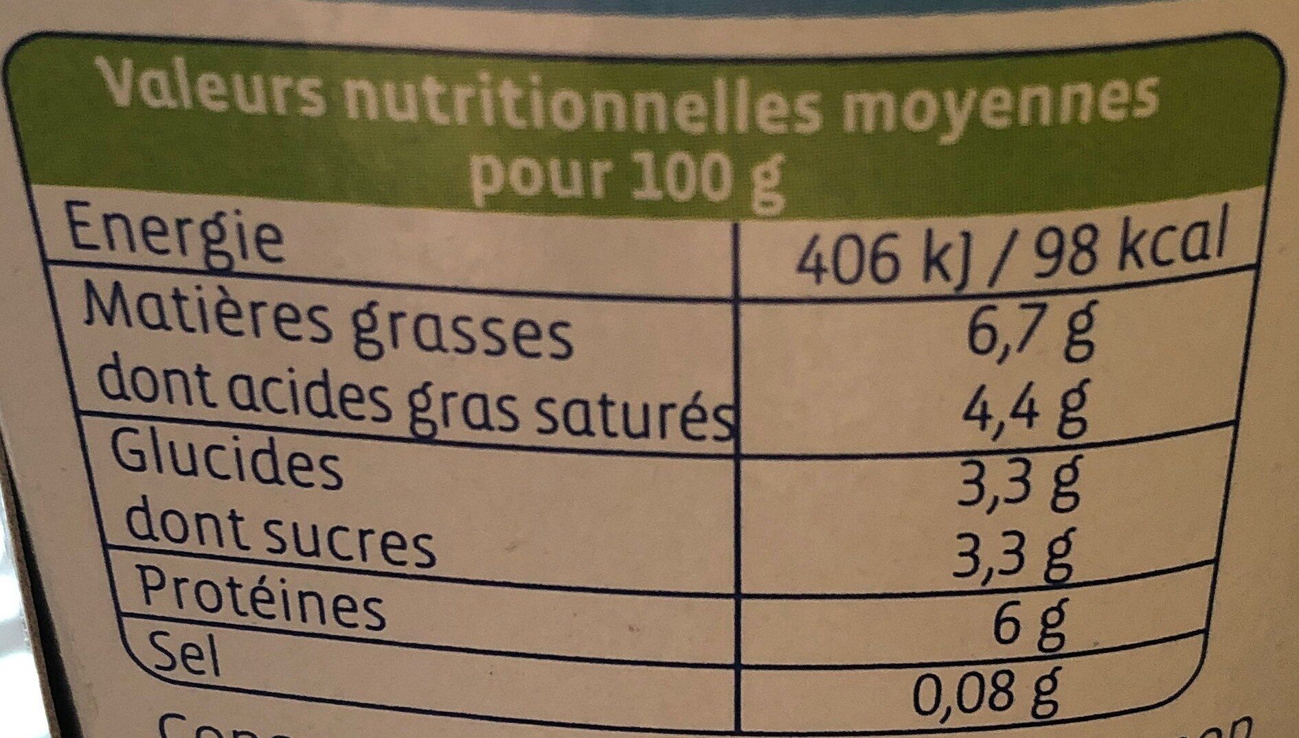Fromage blanc de chèvre - Nutrition facts - fr