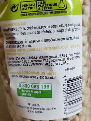pois chiches - Nutrition facts - fr
