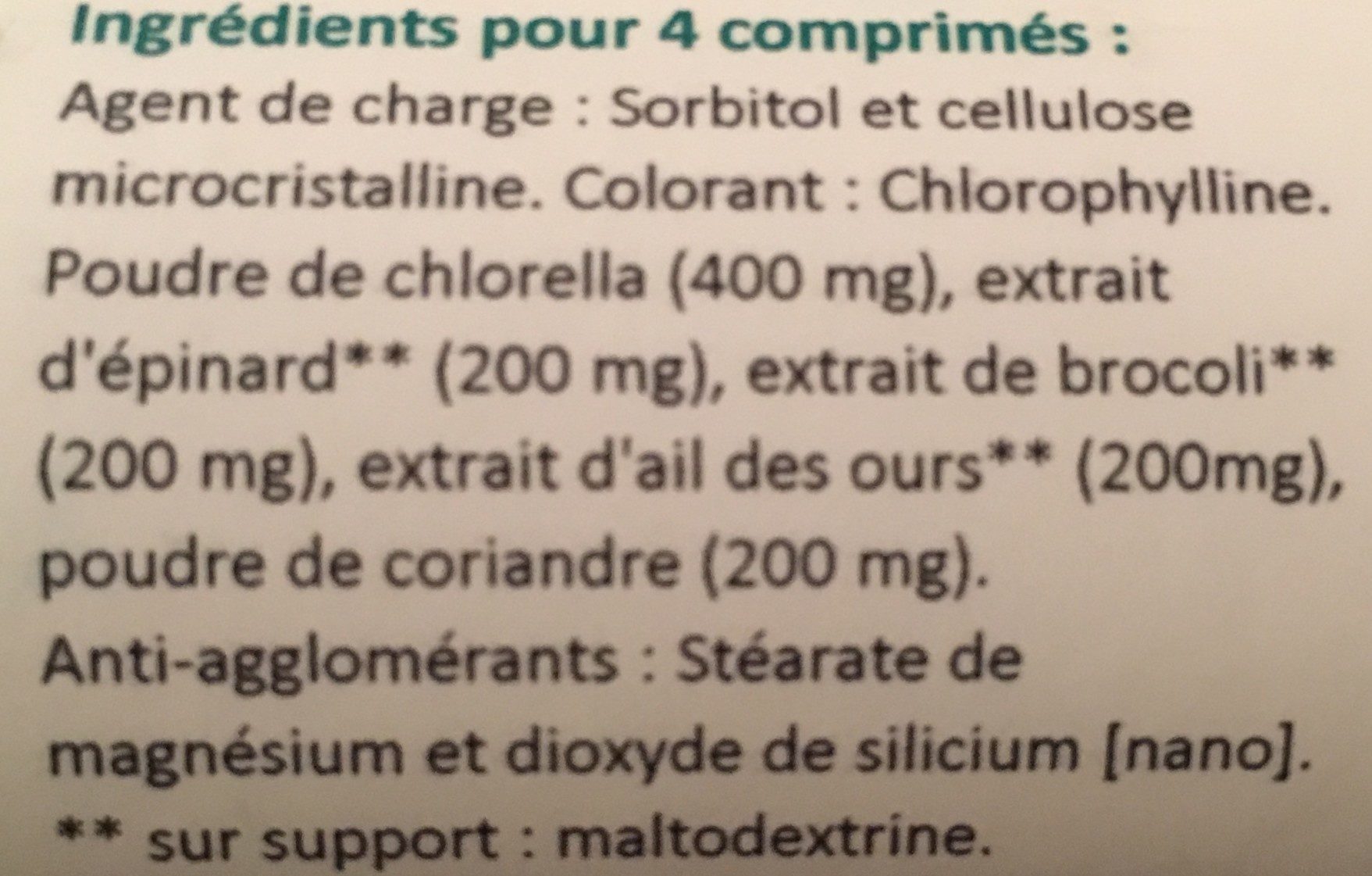 Detoxella - Ingredients - fr
