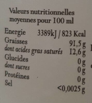 Huile d'olive vierge extra de corse - Nutrition facts - fr
