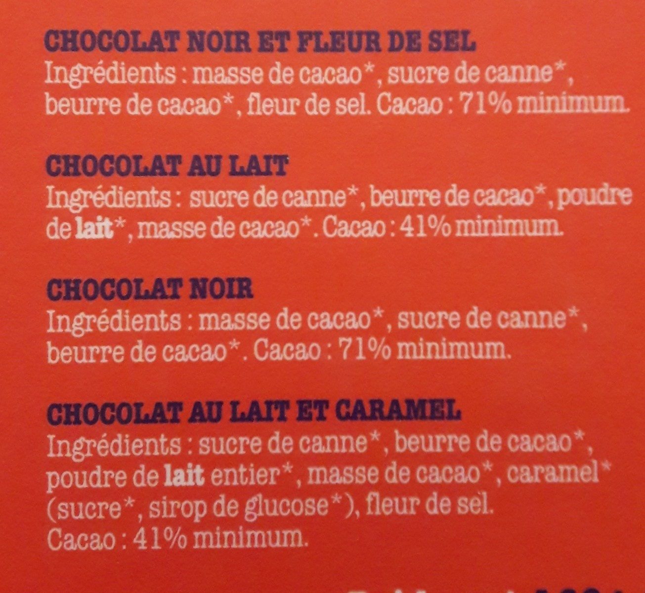 32 carrés de chocolat - Ingredients - fr