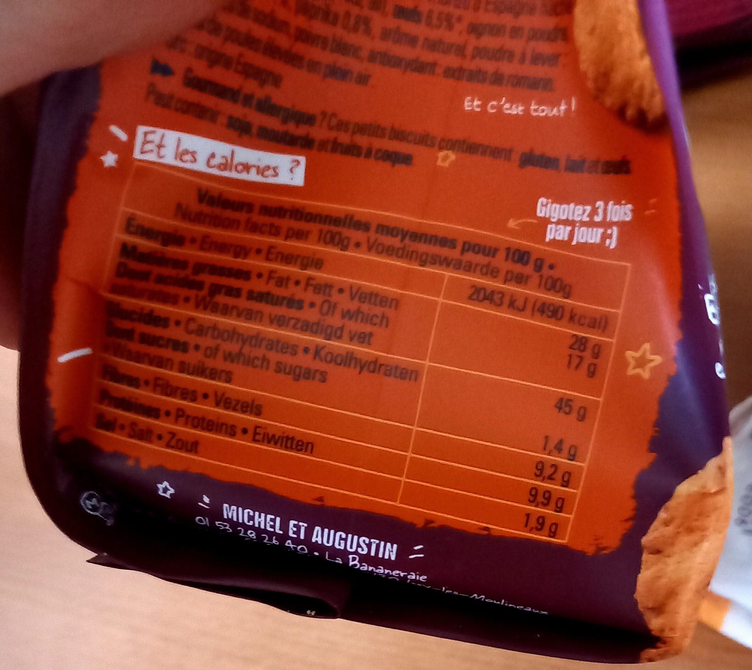 Biscuits charcuterie Chorizo - Näringsfakta - fr