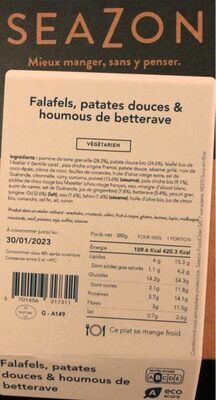 Falafels, patates douces et houmous de betteraves - Produit - en