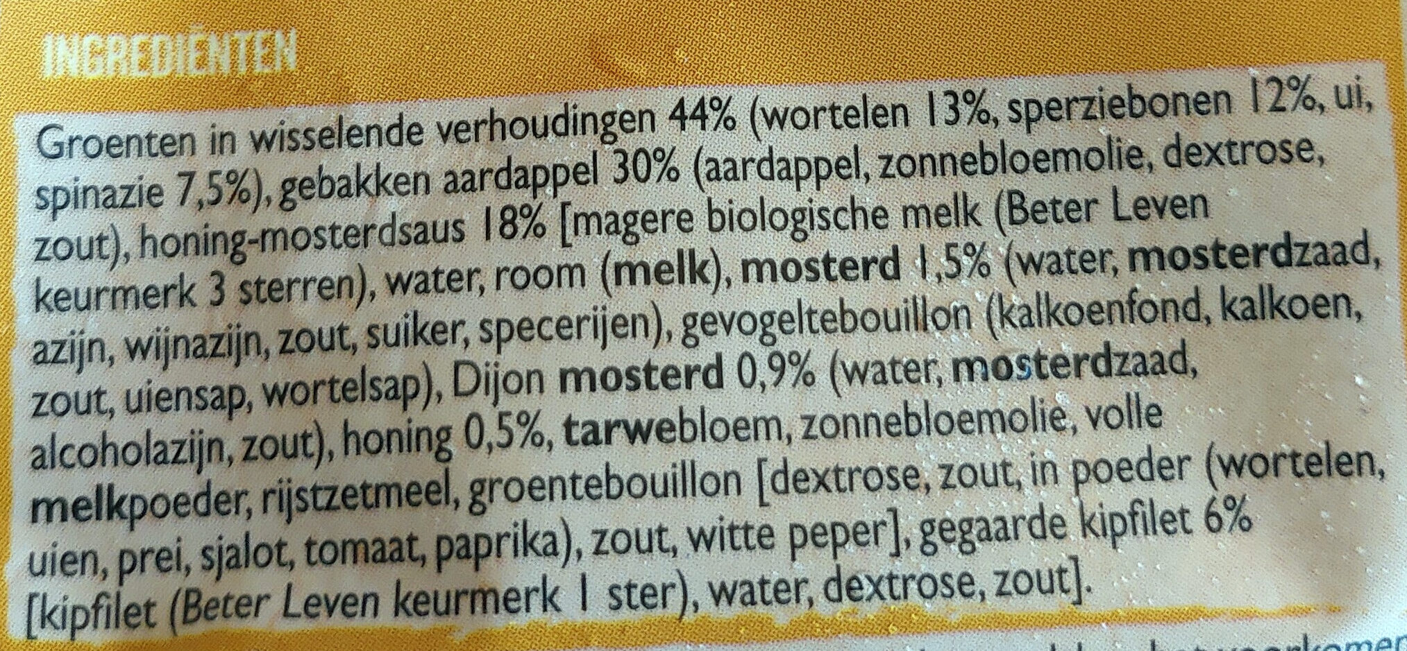 Roerbaksensatie kipfilet honing-mosterd met aardappeltjes & groenten - Ingredients - nl