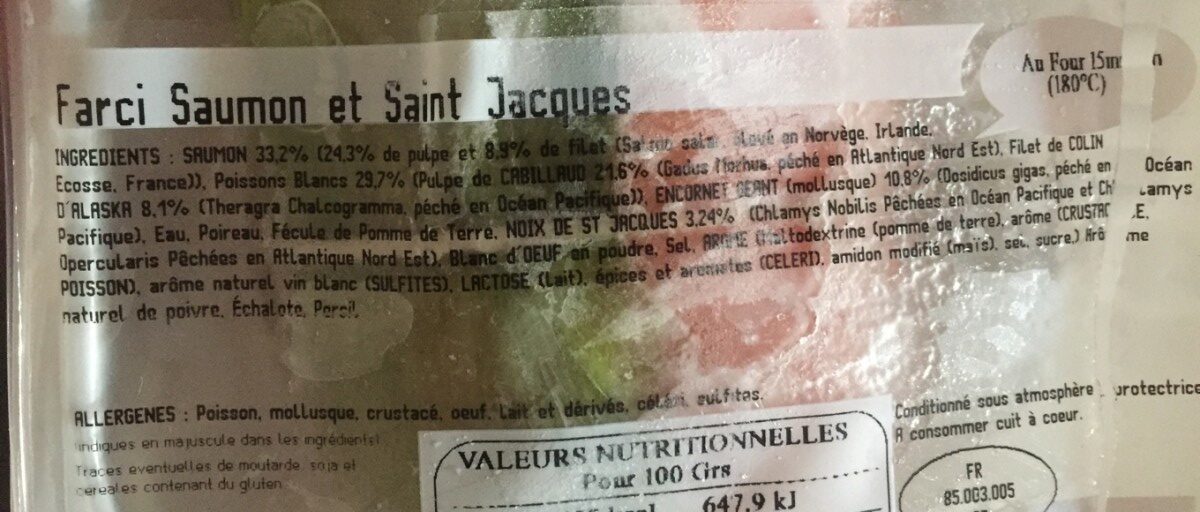 Farci Saumon et Saint Jacques - Ingredients - fr