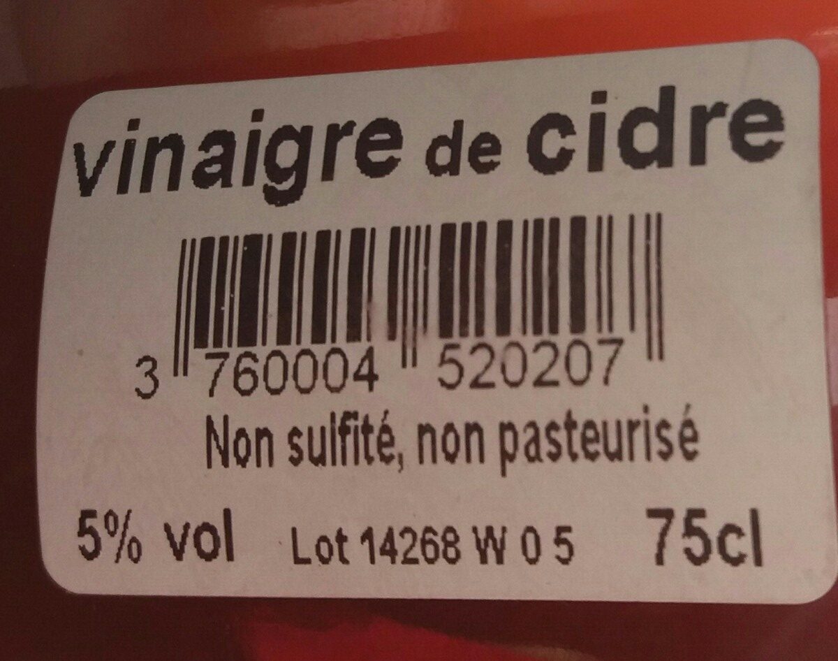 Vinaigre de cidre - Ingredients - fr