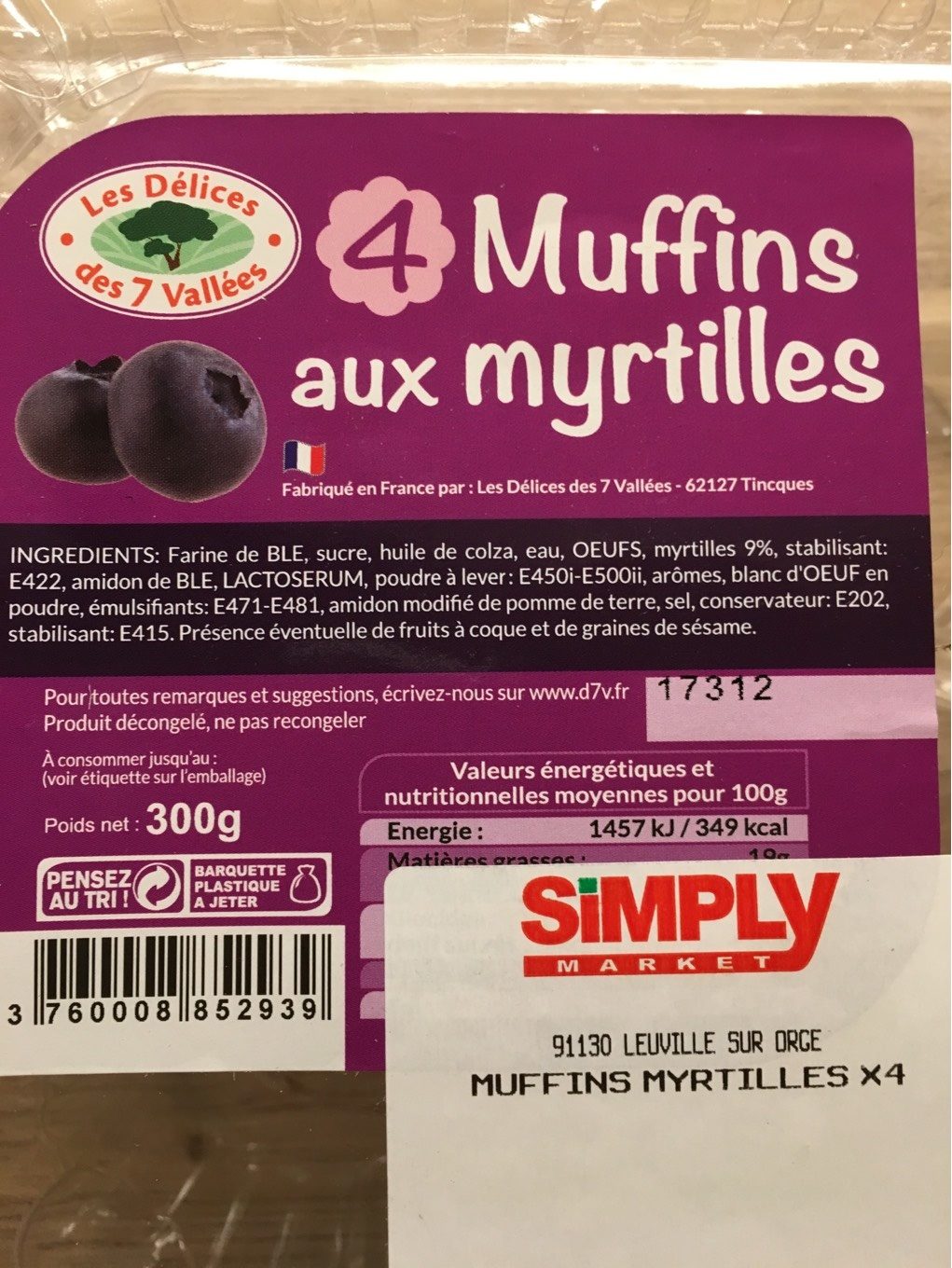 Muffins aux myrtilles - Produit