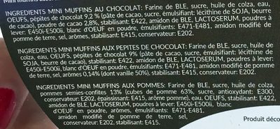 Mini Mufins Assortis Chocolat, Vanille, Pomme - Ingredients - fr