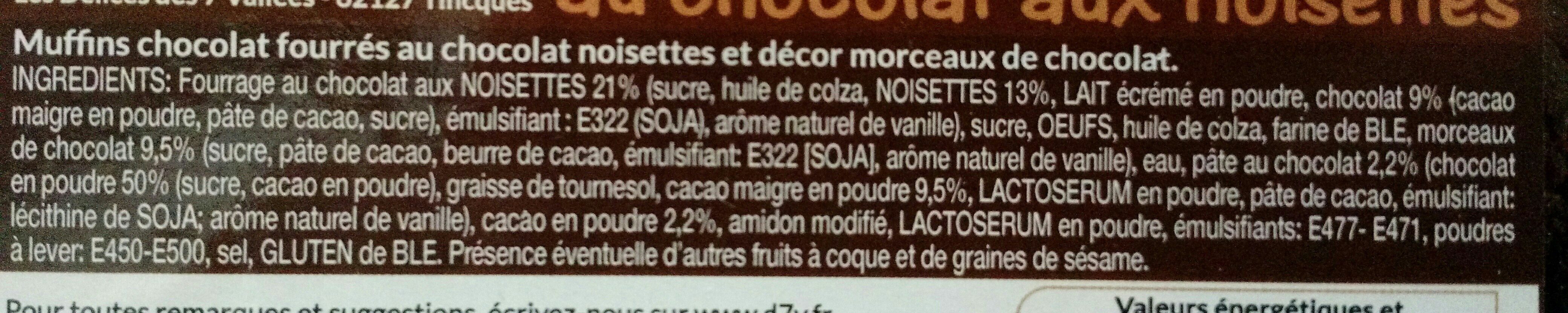 2 Muffins coeur fondant au chocolat - Ingredients - fr