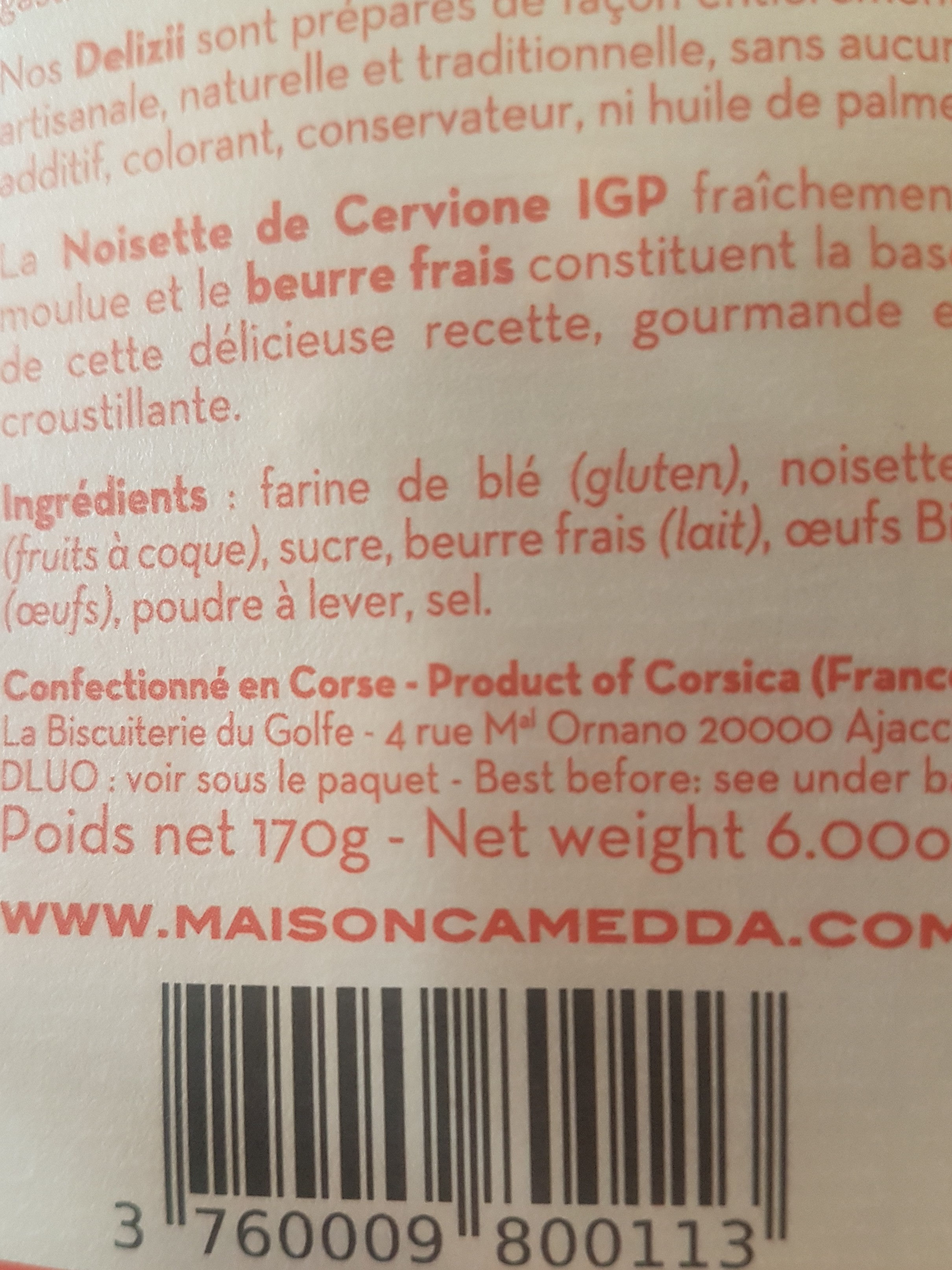 Biscuits corses à la noisette - Ingredients - fr